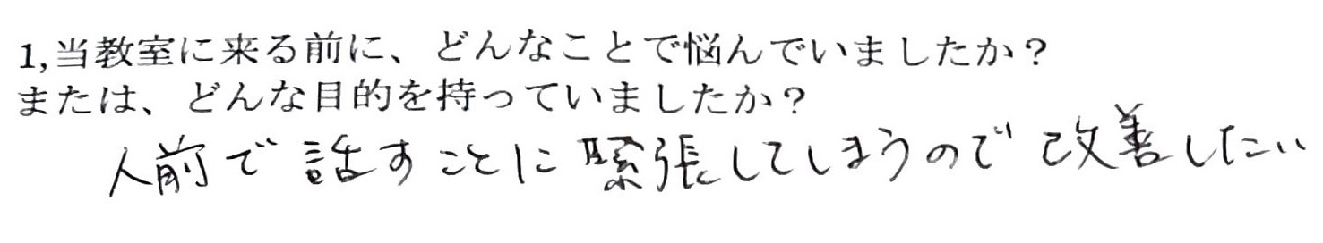 チセアカデミー体験レッスンに来る前は緊張の悩みがあったアンケート結果