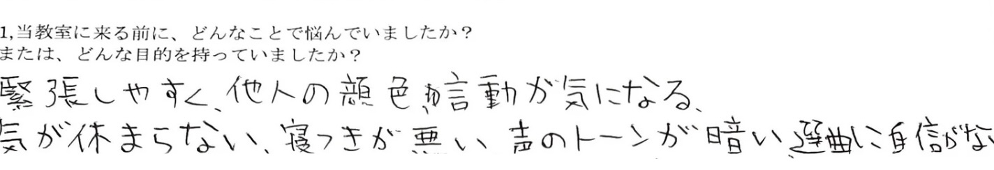 チセアカデミー体験レッスンに来る前は緊張しやすいなどの悩みがあったというアンケート結果